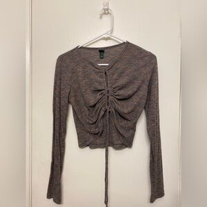 Wild Fable Ruched Long Sleeve Top in Brown